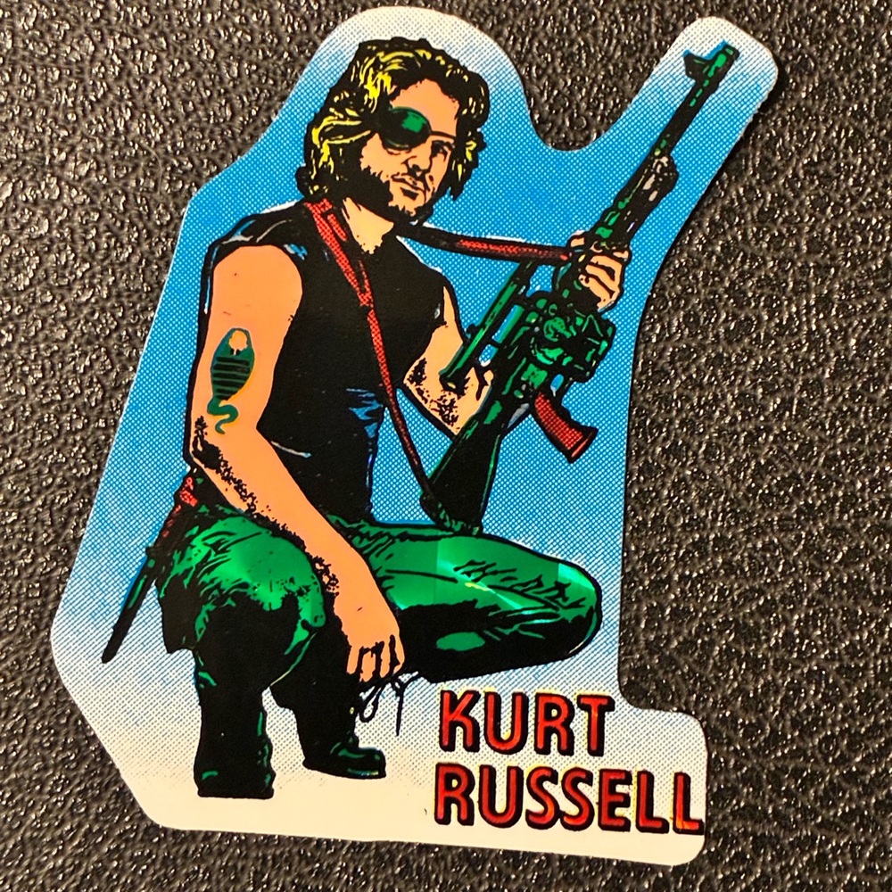Rare Vintage Original 1980’ Kurt Russell snake Plissken vending prism Sticker.